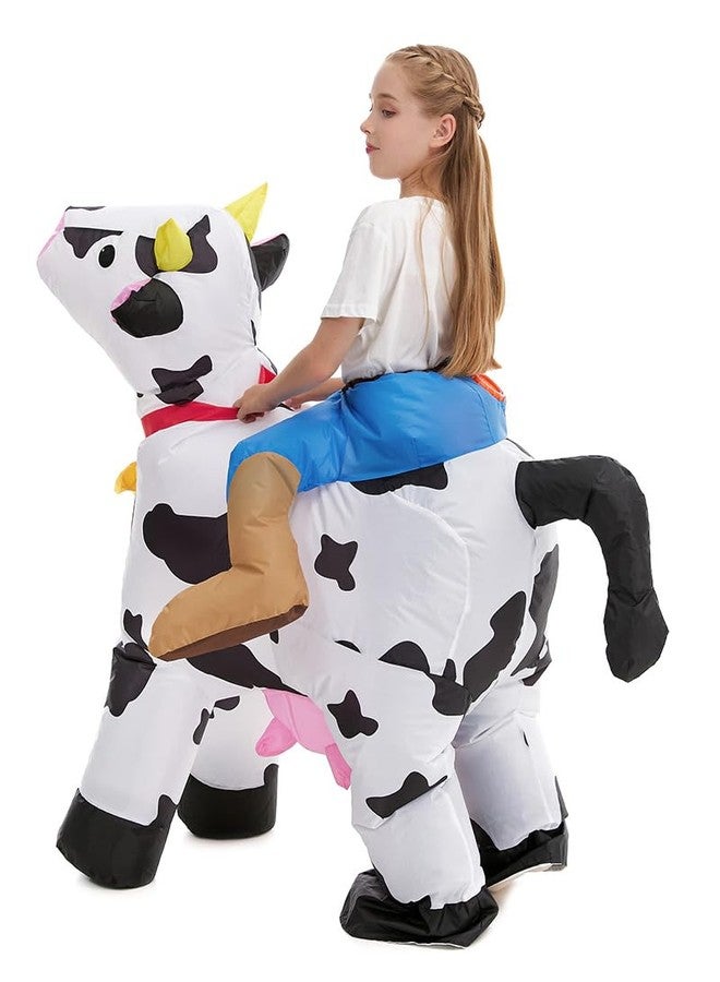 HSCTEK Inflatable Cow Costume Kids Boys Girls, Blow up Ride on Animal Cosplay Teen, Riding Halloween Rider Clothes Child - Image 4